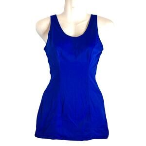 Vintage 60s Ocean New York One Piece Swimsuit Blue Mod High Neck Bathing Suit 32